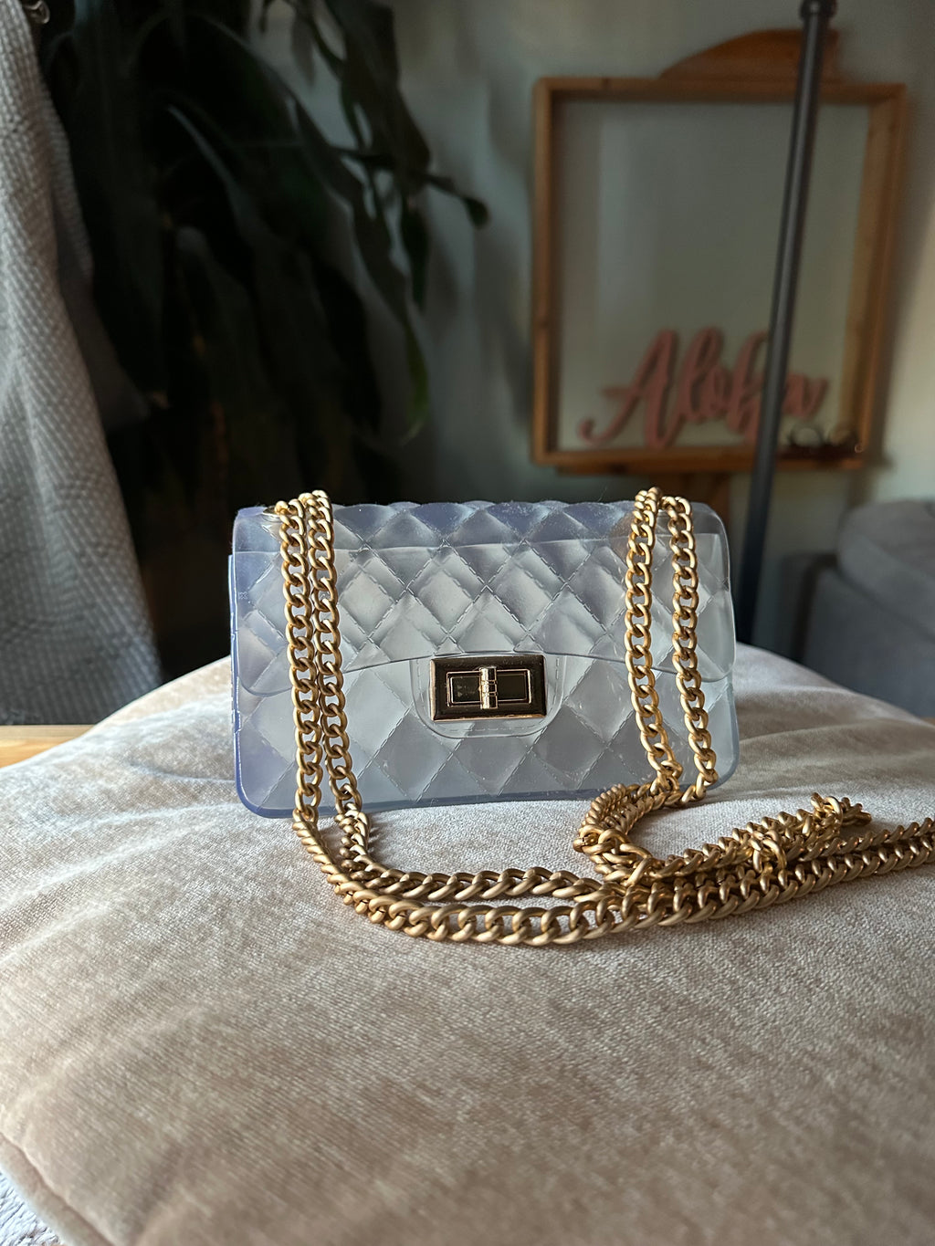 Clear Jelly Quilted Crossbody