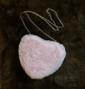 Blush Pink Fur Heart Crossbody