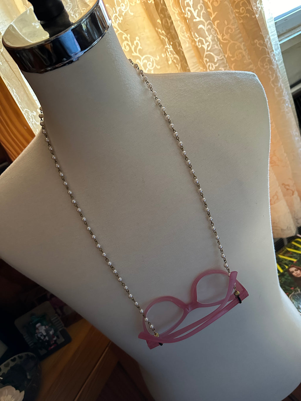 Eyeglasses Pearl Rosary Necklace